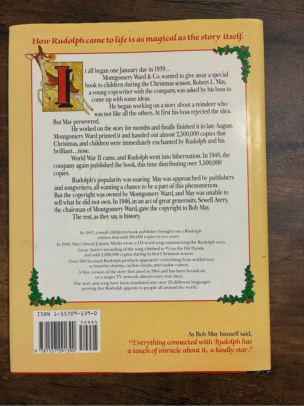 Vintage Rudolph the Red-Nosed Reindeer Hardcover Book